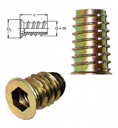 Gewindemuffe mit Holzgewinde Gre M6
