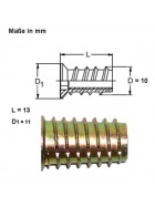 Gewindemuffe mit Holzgewinde Gre M6