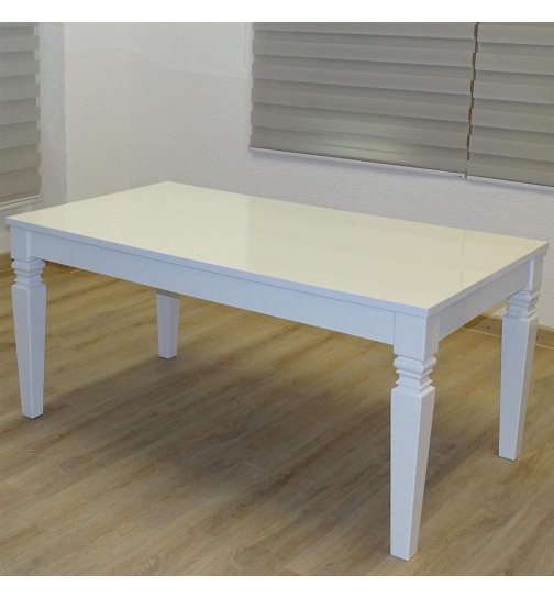 Esstisch wei Hochglant in Barock Design 180x90cm 