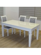 Esstisch wei Hochglant in Barock Design 180x90cm 