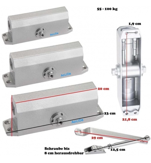 Trschlieer in 3 ver. Gren mit Hydraulik System in Silber