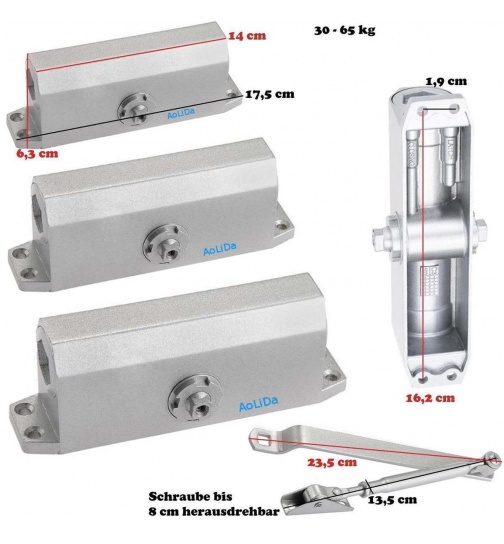 Trschlieer in 3 ver. Gren mit Hydraulik System in Silber