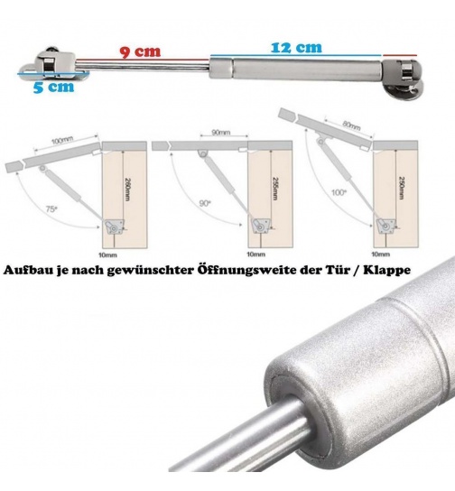 2x Gasfeder 100N Gasdruckfeder Trdmpfer...