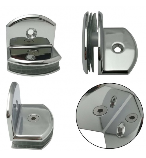 2x Glashalter Chrom 55mm Glastr Scharniere Glasklemme...