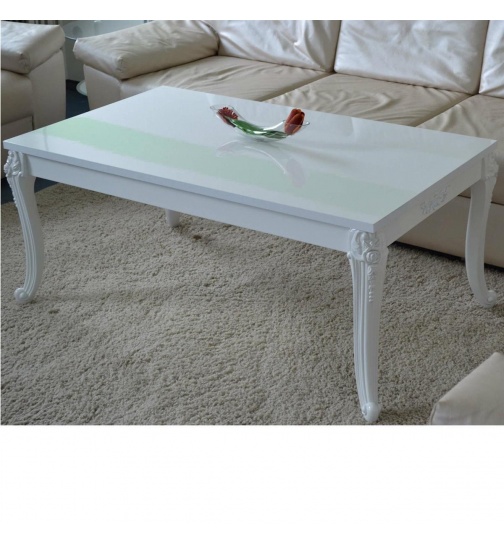 Couchtisch Hochglanz wei mit Verzierung 115x65 cm in 2...