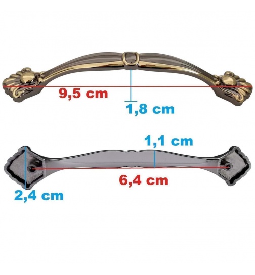 4x Mbelgriff 3 Gren Grau Gold Schubladengriffe...