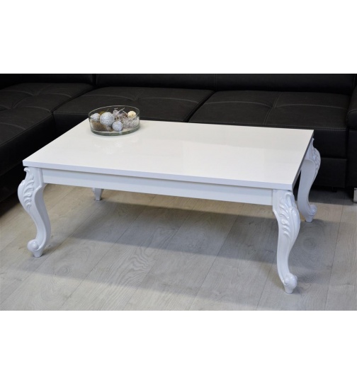 Barock Couchtisch Hochglanz wei115x65cm hhe 50cm