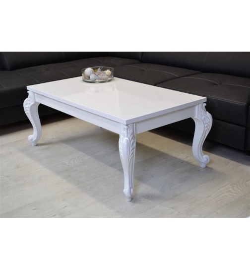Barock Couchtisch Hochglanz wei115x65cm hhe 50cm