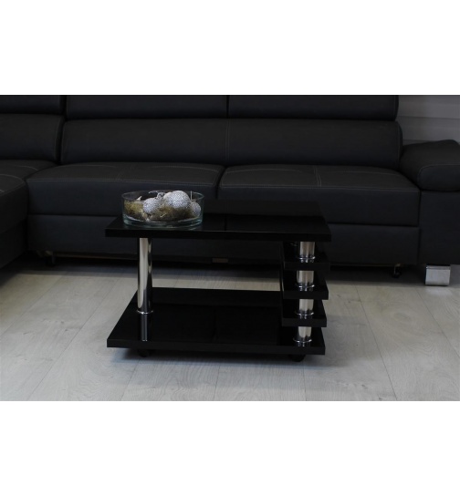 Couchtisch Hochglanz schwarz mit Lamellen 65x65cm