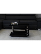 Couchtisch Hochglanz schwarz mit Lamellen 65x65cm
