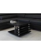 Couchtisch mit Lamellen in schwarz Matt Lakiert 65x65cm
