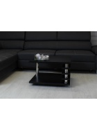 Couchtisch mit Lamellen in schwarz Matt Lakiert 65x65cm