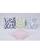 2x Kissenh�lle 40x40 cm Dekor Bl�tter hellblau Kissenbezug Zierkissenbezug