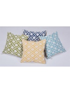 4x Kissenh�lle 40x40 cm Dekor Raute gr�n Kissenbezug Zierkissenbezug