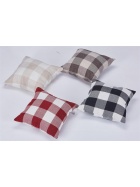 2x Kissenh�lle 40x40 cm Dekor Karo rot / wei� Kissenbezug Zierkissenbezug