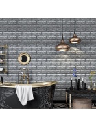 10x Wandpaneele 3D Design Ziegelsteinoptik selbstklebend 77x70x0,5 cm grau Wandtatoo Wandaufkleber