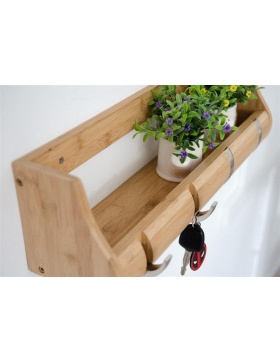 Garderobenleiste 76cm Massiv Bambus Farbe Espresso - FSC Zertifikat