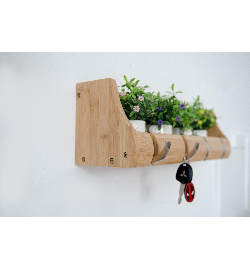 Garderobenleiste 63cm Massiv Bambus natur - FSC...