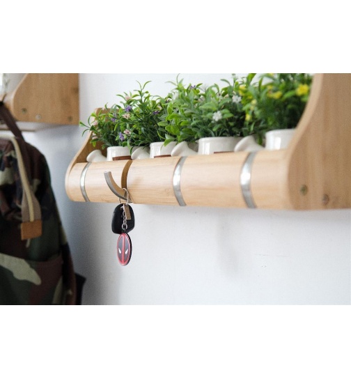 Garderobenleiste 63cm Massiv Bambus farbe in Espresso -...