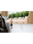 Garderobenleiste 50cm Massiv Bambus natur - FSC Zertifikat - 4 Metall Kipphaken