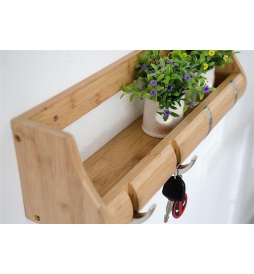 Garderobenleiste 38cm Massiv Bambus natur - FSC...