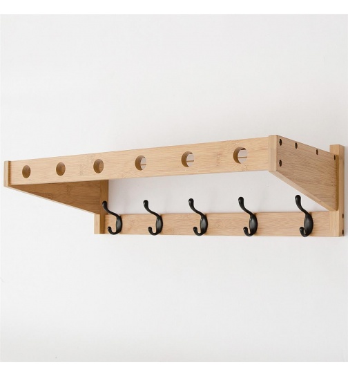 Wandgarderobe Massiv Bambus - FSC Zerifikat - Natur - mit...