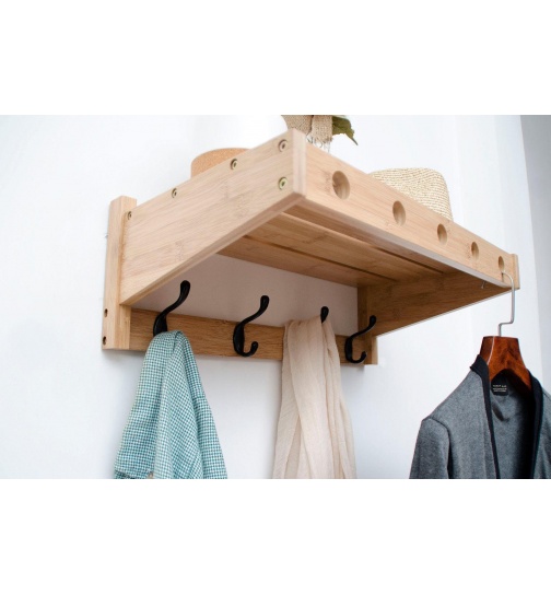 Wandgarderobe Massiv Bambus - FSC Zerifikat - Natur - mit...