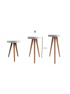 Beistelltisch rund im 3er Set als Dreisatztisch oder Einzel Kaffeetisch Teetisch wei mit Holz muster Mittel 53cm
