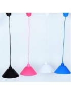 Deckenlampe aus Plastik in 4 ver. Farben Lampenfassung mit Textilkabel
