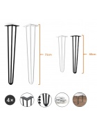 4er Set Hairpin Fe in wei u. schwarz aus Stahl