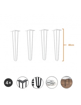 4er Set Hairpin F��e in wei� u. schwarz aus Stahl wei�...