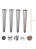 4er Set Hairpin F��e in wei� u. schwarz aus Stahl schwarz h�he 71 cm
