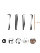 4er Set Hairpin Fe in wei u. schwarz aus Stahl schwarz hhe 40 cm