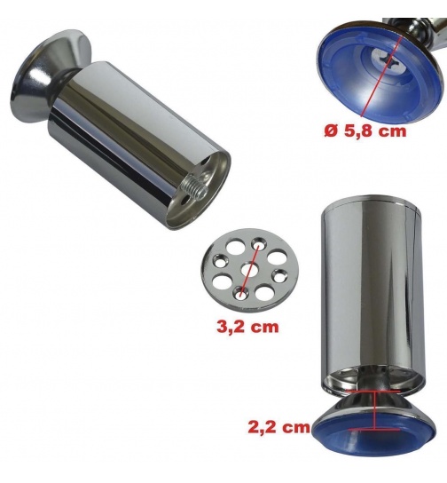 4er Set Möbelfuß Ø 5cm Chrom Sockelfuß Schrankfuß Metall...