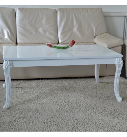 Barock Couchtisch Hochglanz wei 115x65cm 2. ver Hhen