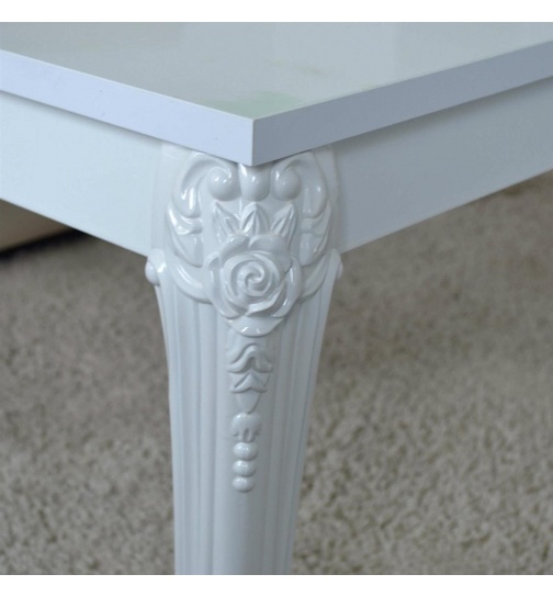 Barock Couchtisch Hochglanz wei 115x65cm 2. ver Hhen